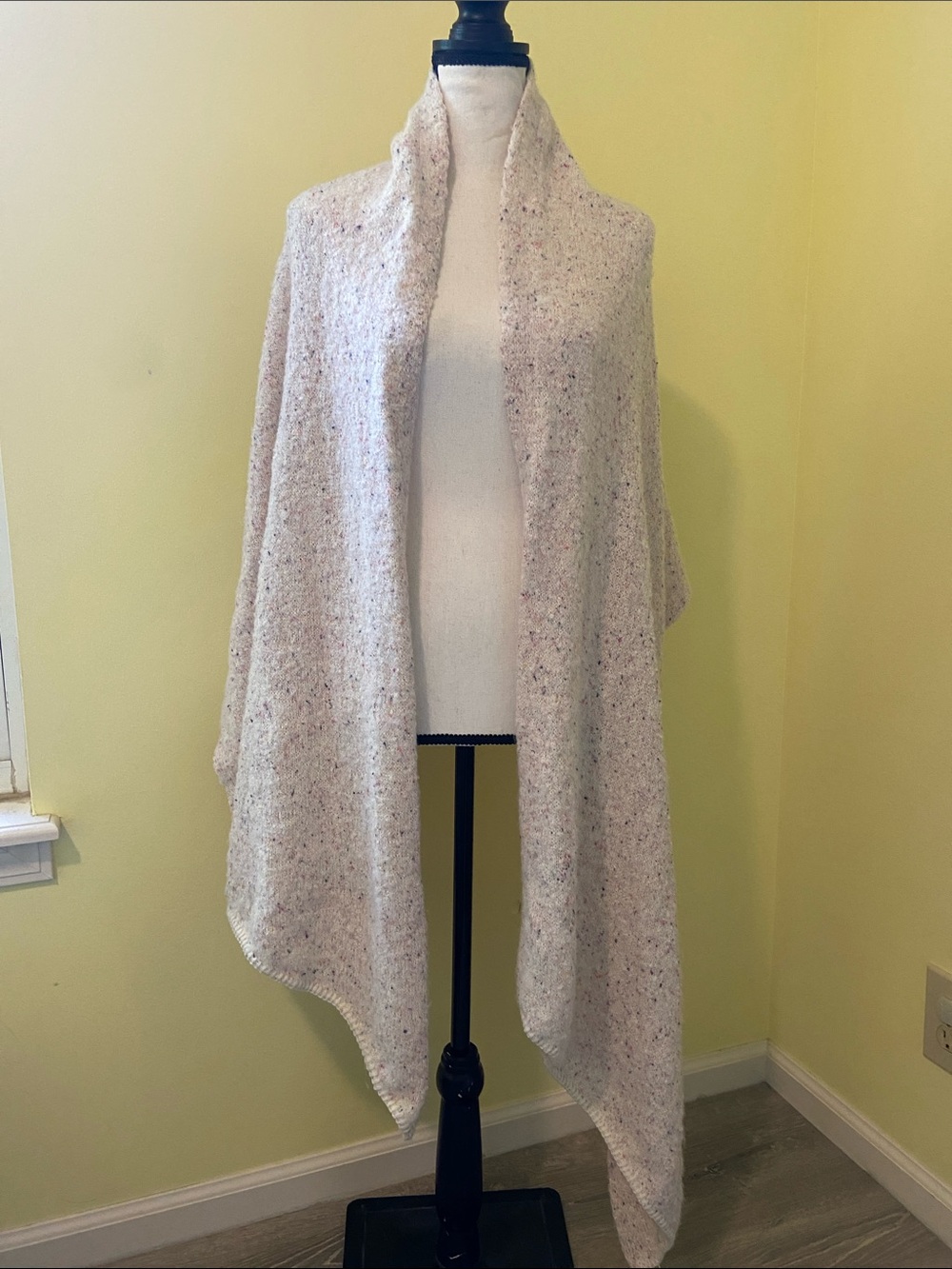 Anthropologie Cream Multicolor Speckled Knit Wrap